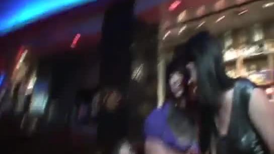 Naughty cfnm bitch gives stripper a handjob
