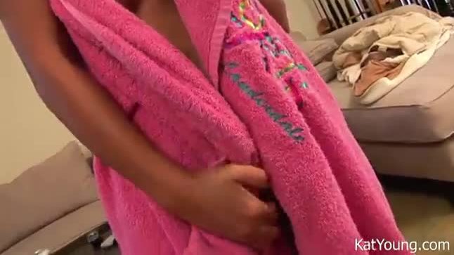 Kat young in a towel