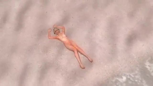 Hot blonde 3d sex game naked and alone on beach